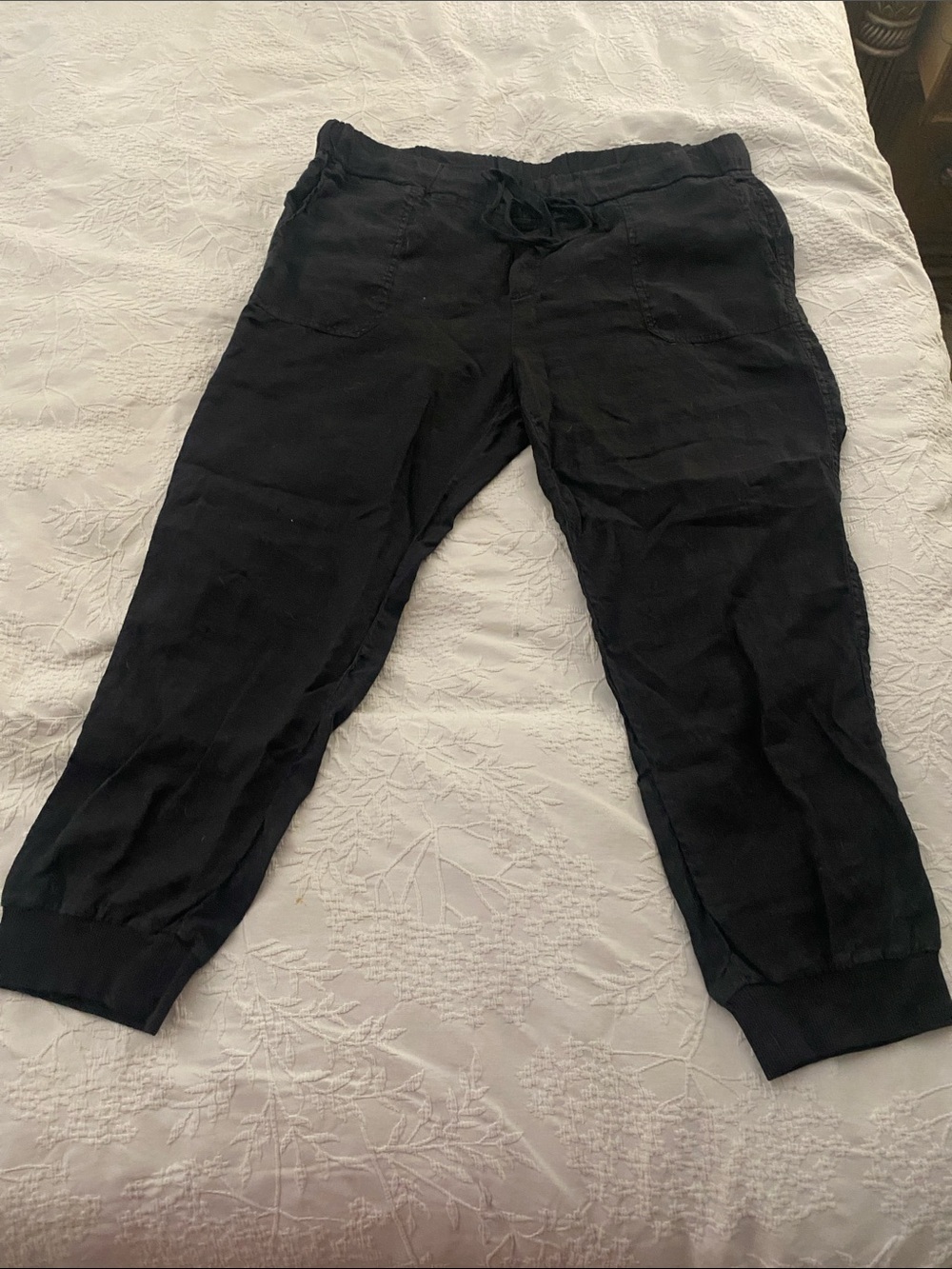 Caslon Black Drawstring Linen Jogger Pants